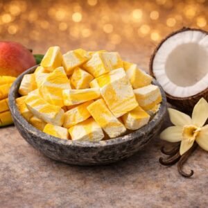 MANGO COCONUT VANILLIA ICECREAM
آيسكريم المانغا جوز الهند و الفانيلا مقرقش