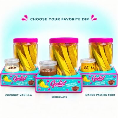 Freeze-Dried Mango Sticks with Dip
أصابع المانغو المجففة بالتجميد مع صوص للتغميس